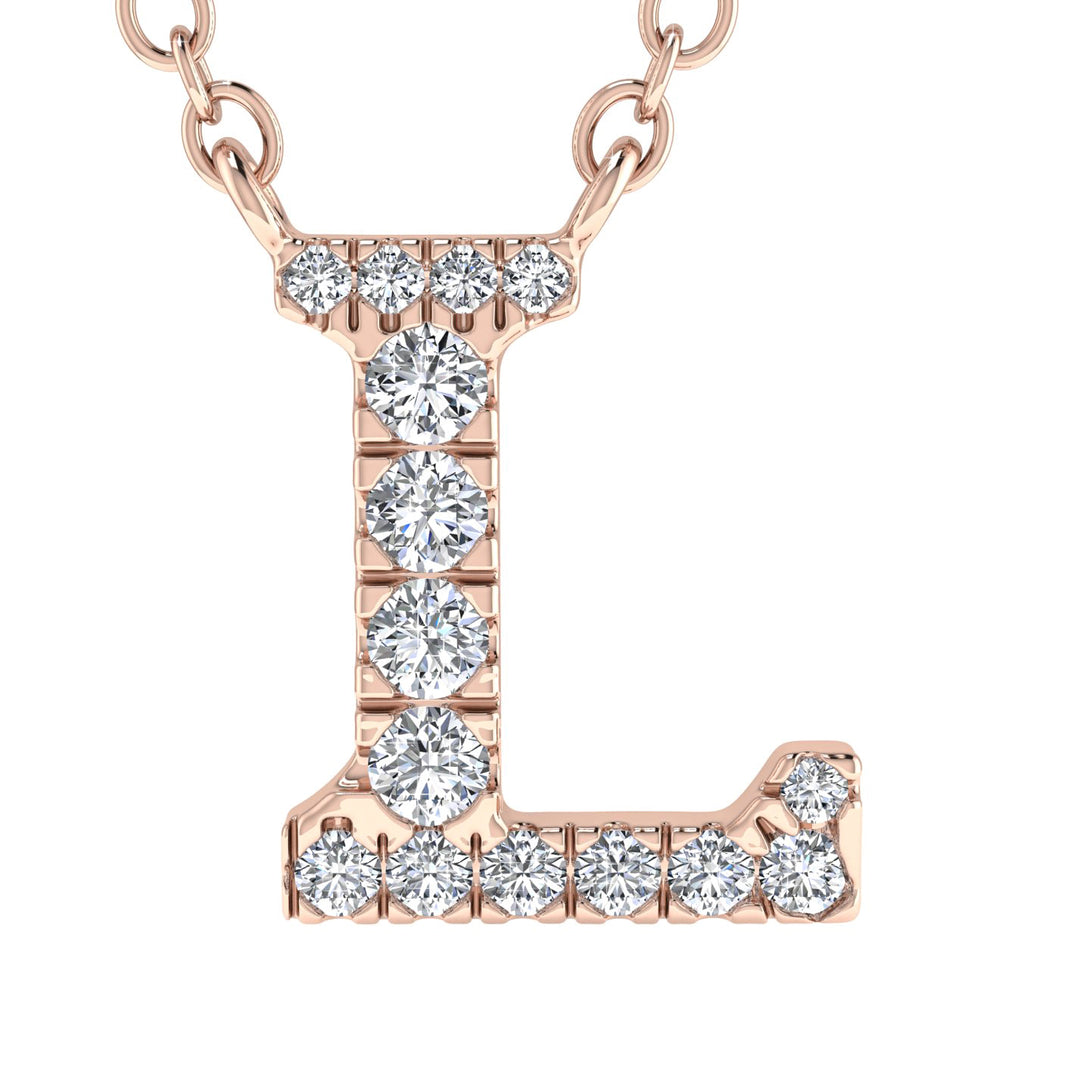 Diamond Gold Initial Necklace - L
