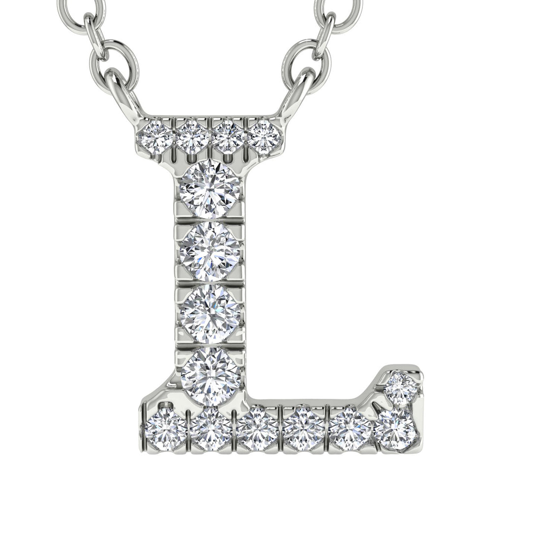 Diamond Gold Initial Necklace - L