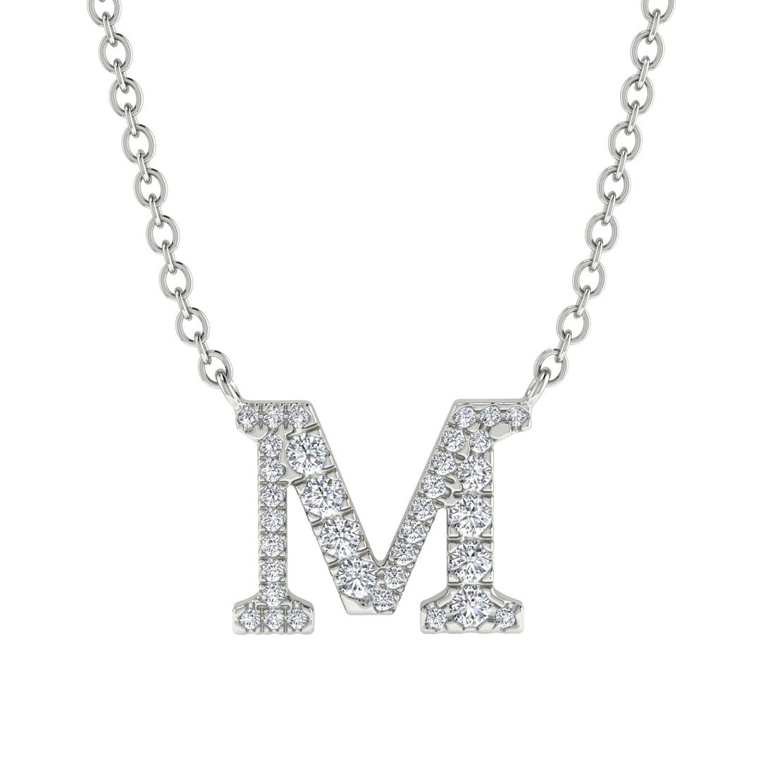 Diamond Gold Initial Necklace - M