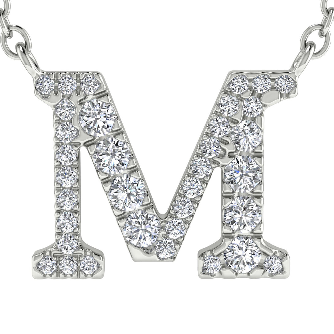 Diamond Gold Initial Necklace - M