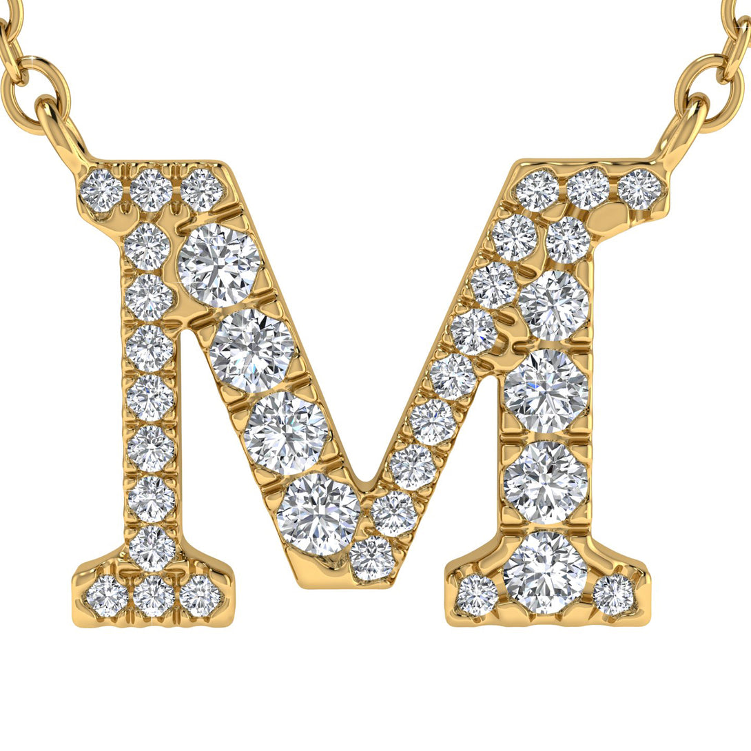 Diamond Gold Initial Necklace - M