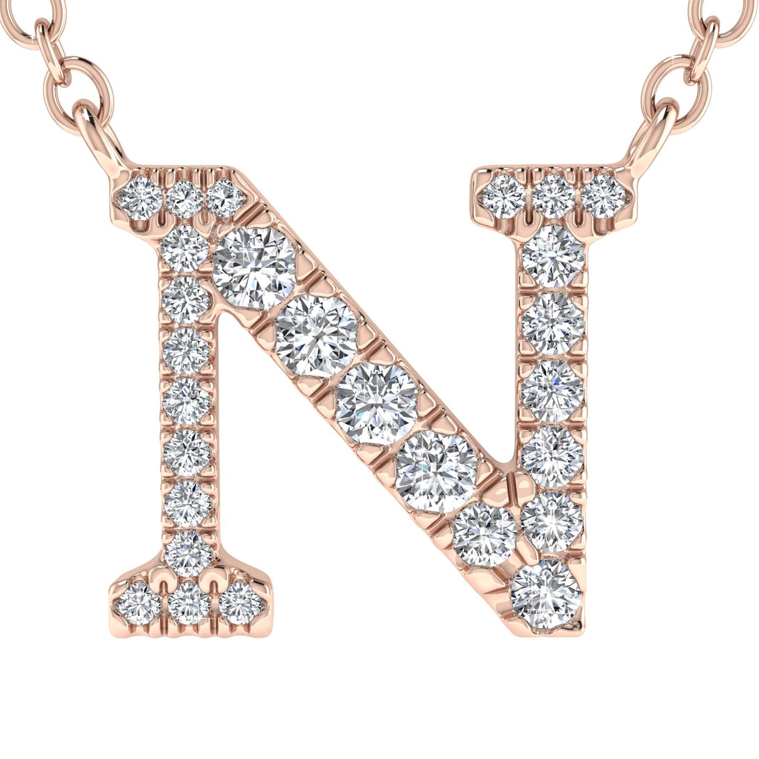 Diamond Gold Initial Necklace - N