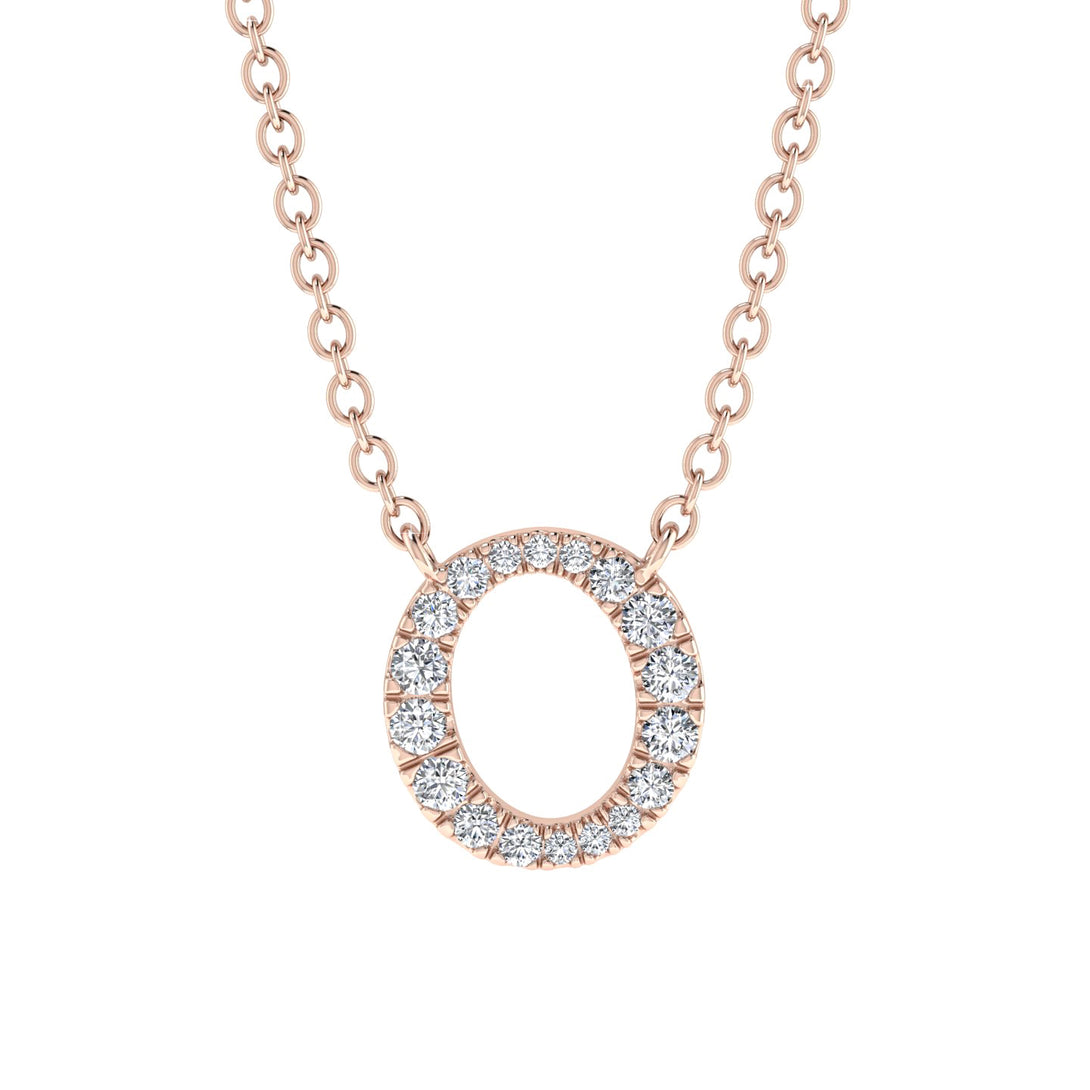 Diamond Gold Initial Necklace - O
