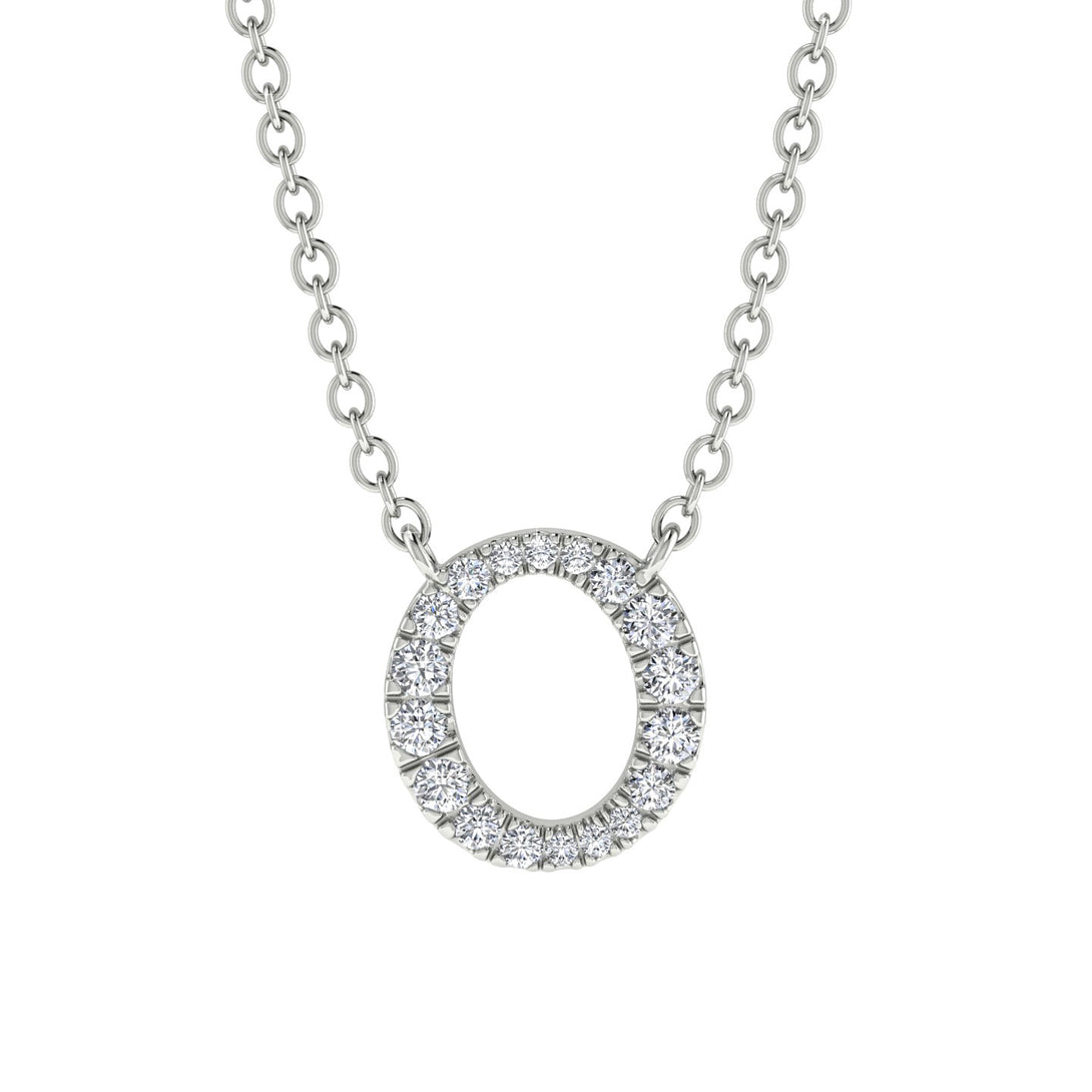 Diamond Gold Initial Necklace - O