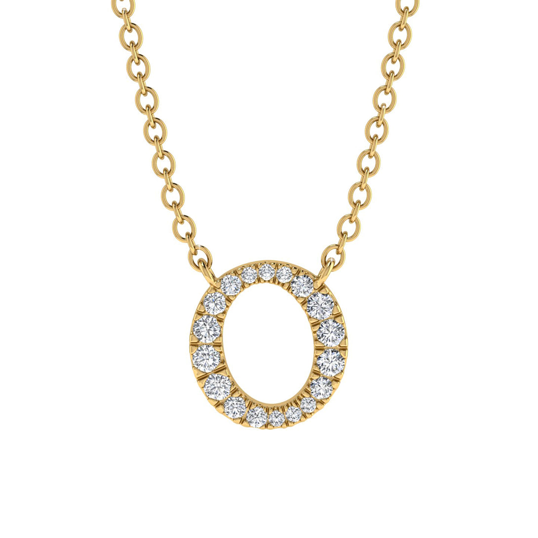 Diamond Gold Initial Necklace - O