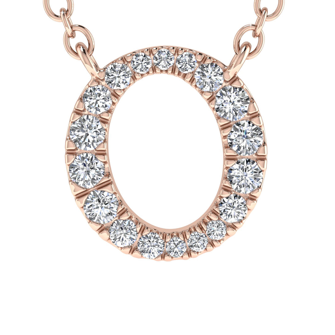 Diamond Gold Initial Necklace - O