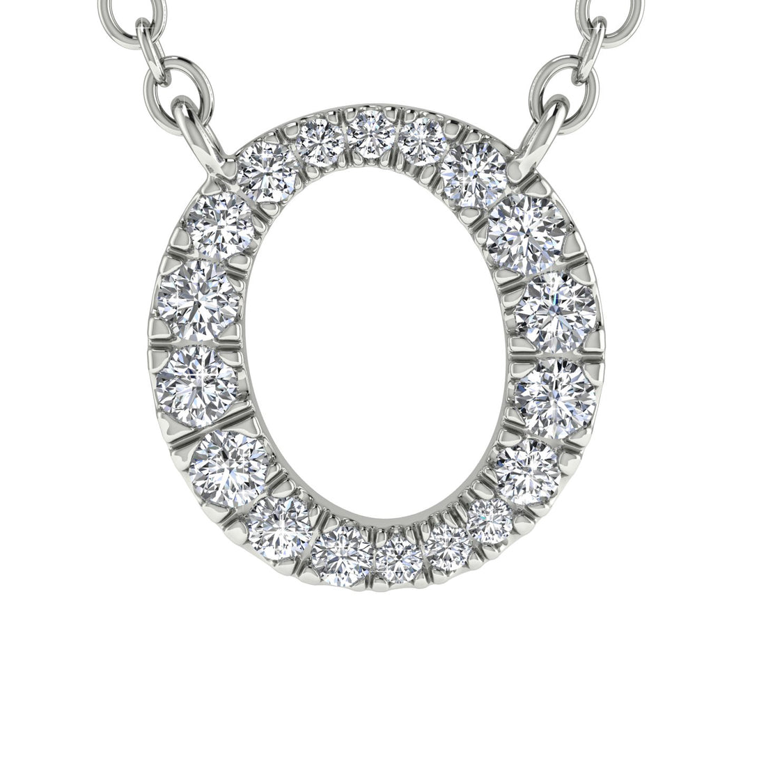 Diamond Gold Initial Necklace - O
