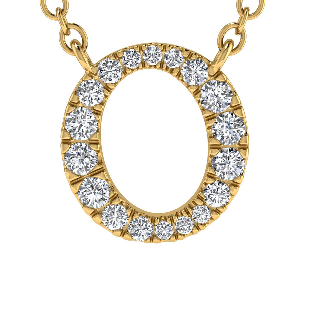 Diamond Gold Initial Necklace - O