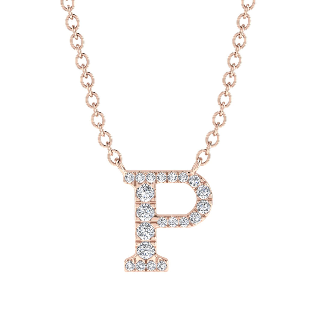 Diamond Gold Initial Necklace - P