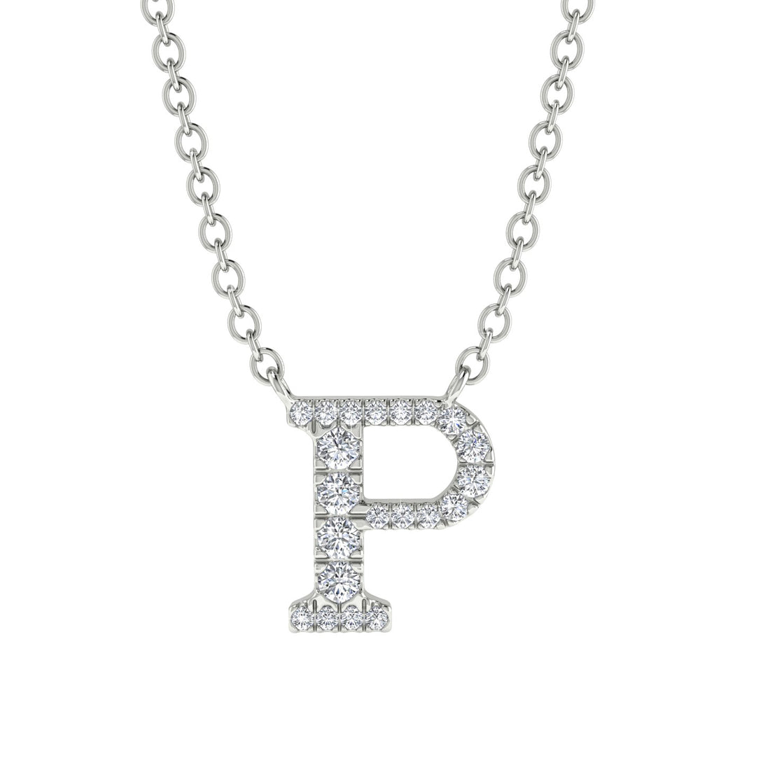 Diamond Gold Initial Necklace - P