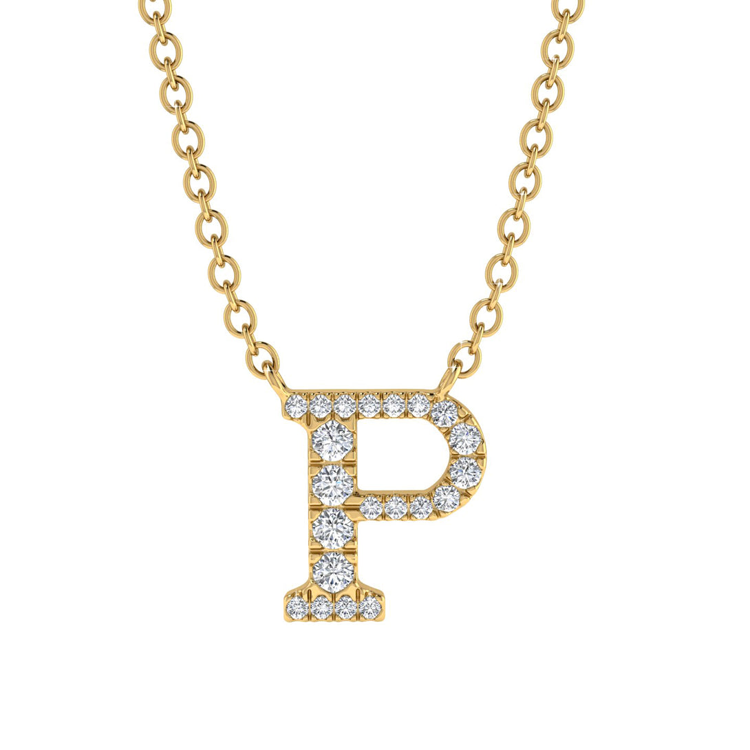 Diamond Gold Initial Necklace - P