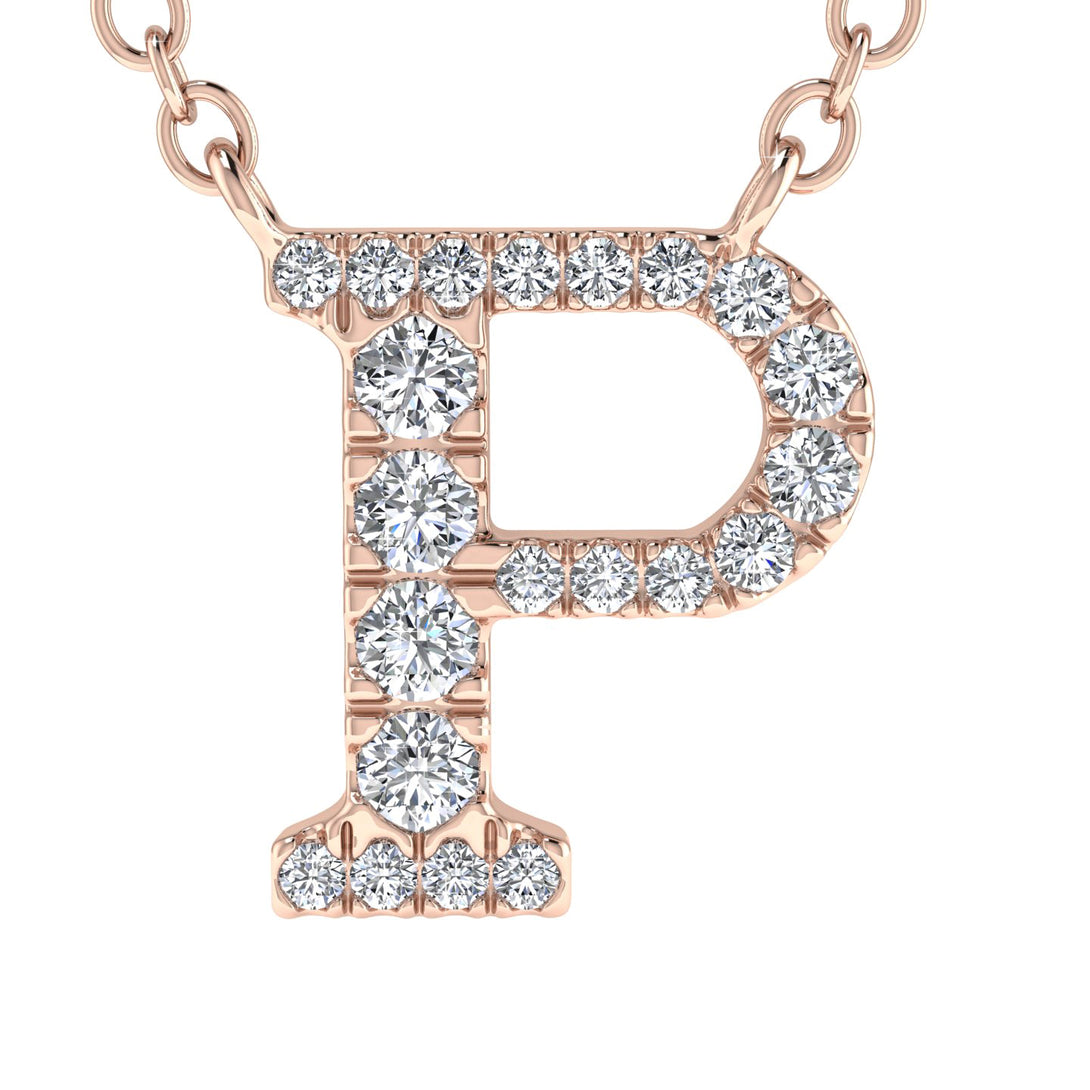 Diamond Gold Initial Necklace - P