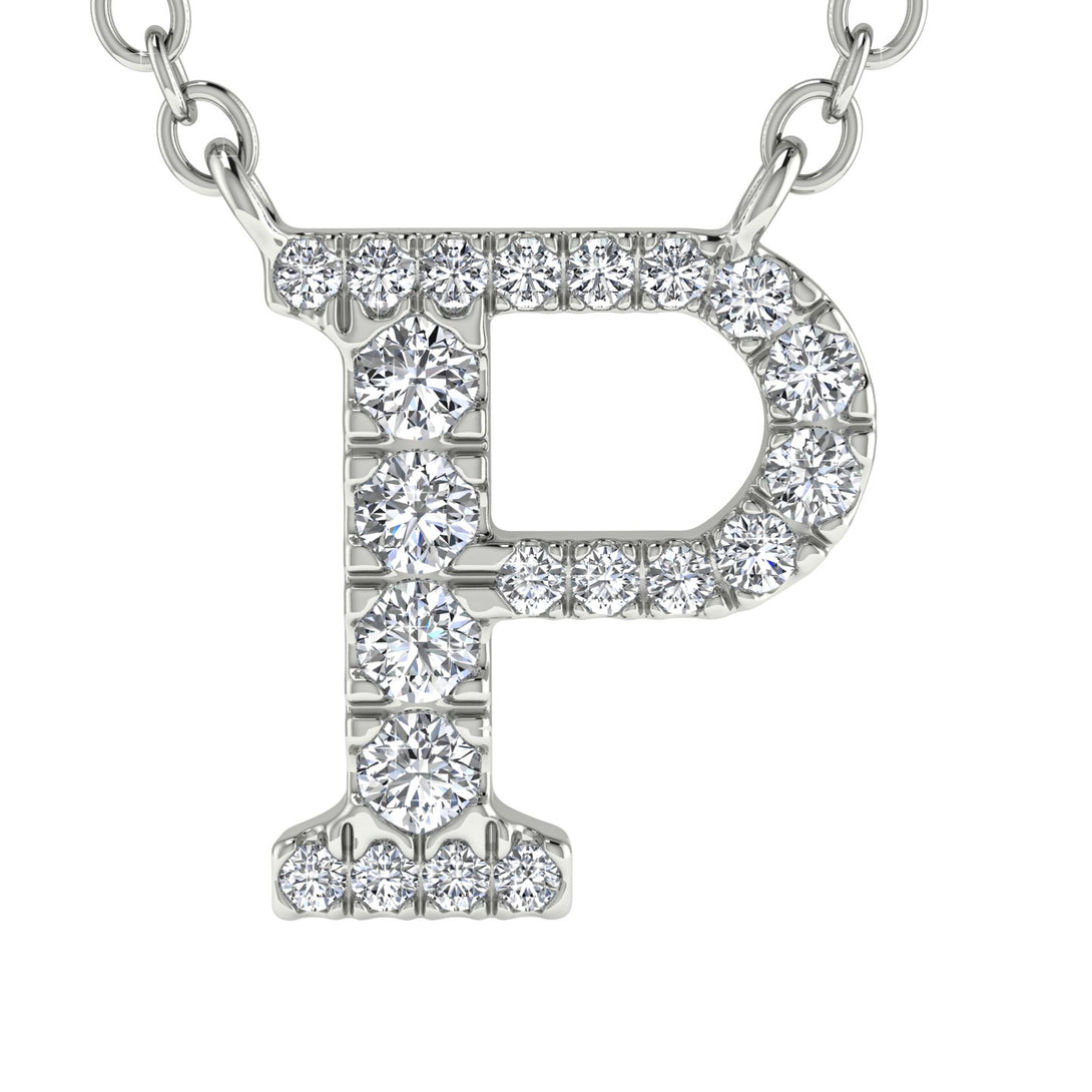 Diamond Gold Initial Necklace - P