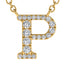 Diamond Gold Initial Necklace - P