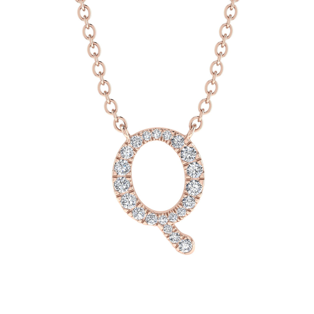 Diamond Gold Initial Necklace - Q