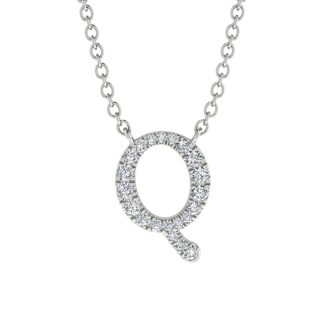 Diamond Gold Initial Necklace - Q