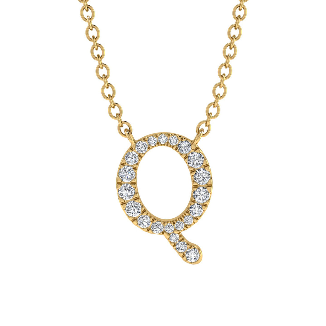Diamond Gold Initial Necklace - Q