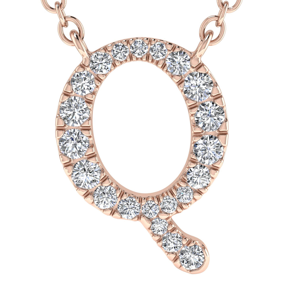 Diamond Gold Initial Necklace - Q