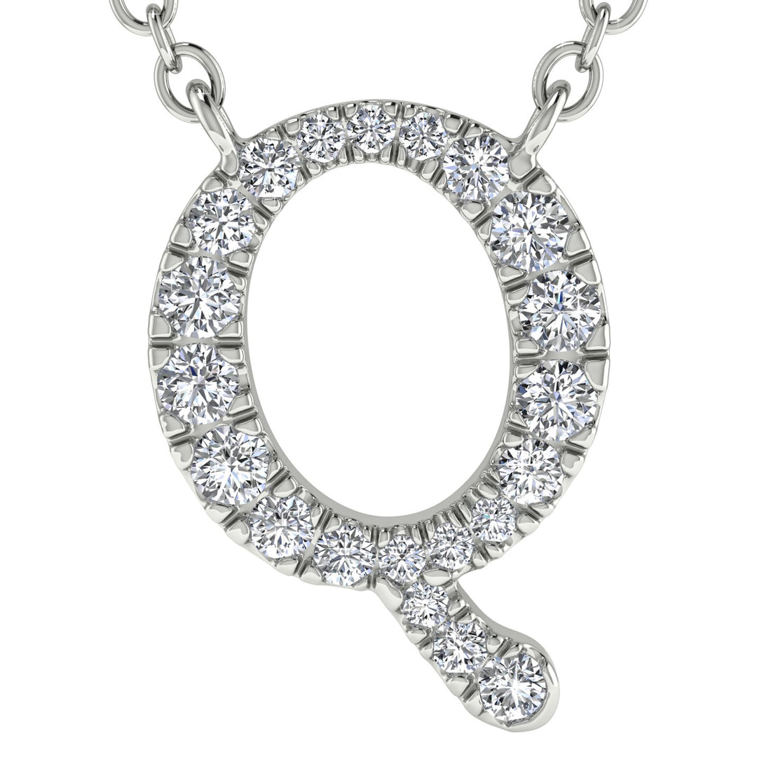 Diamond Gold Initial Necklace - Q