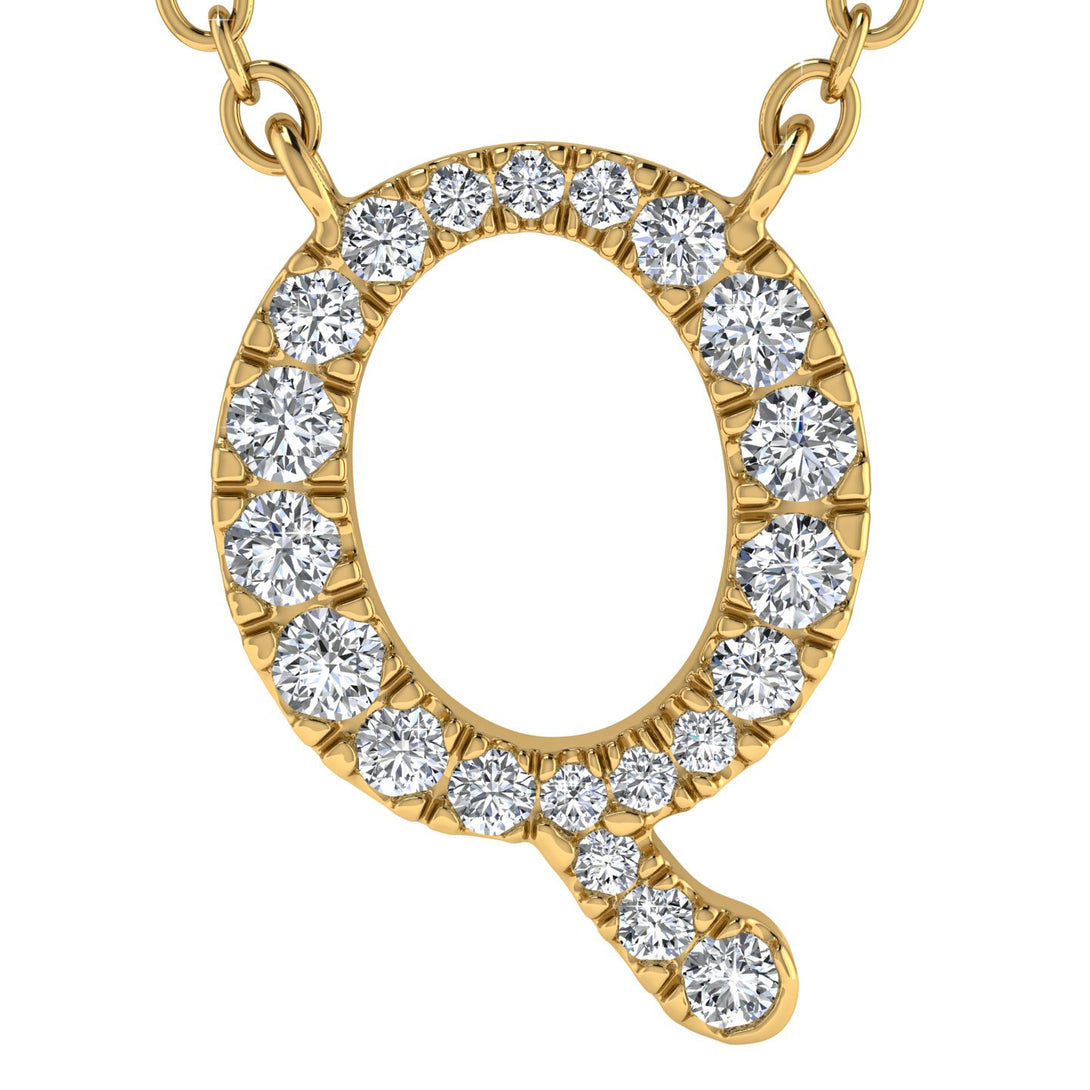 Diamond Gold Initial Necklace - Q