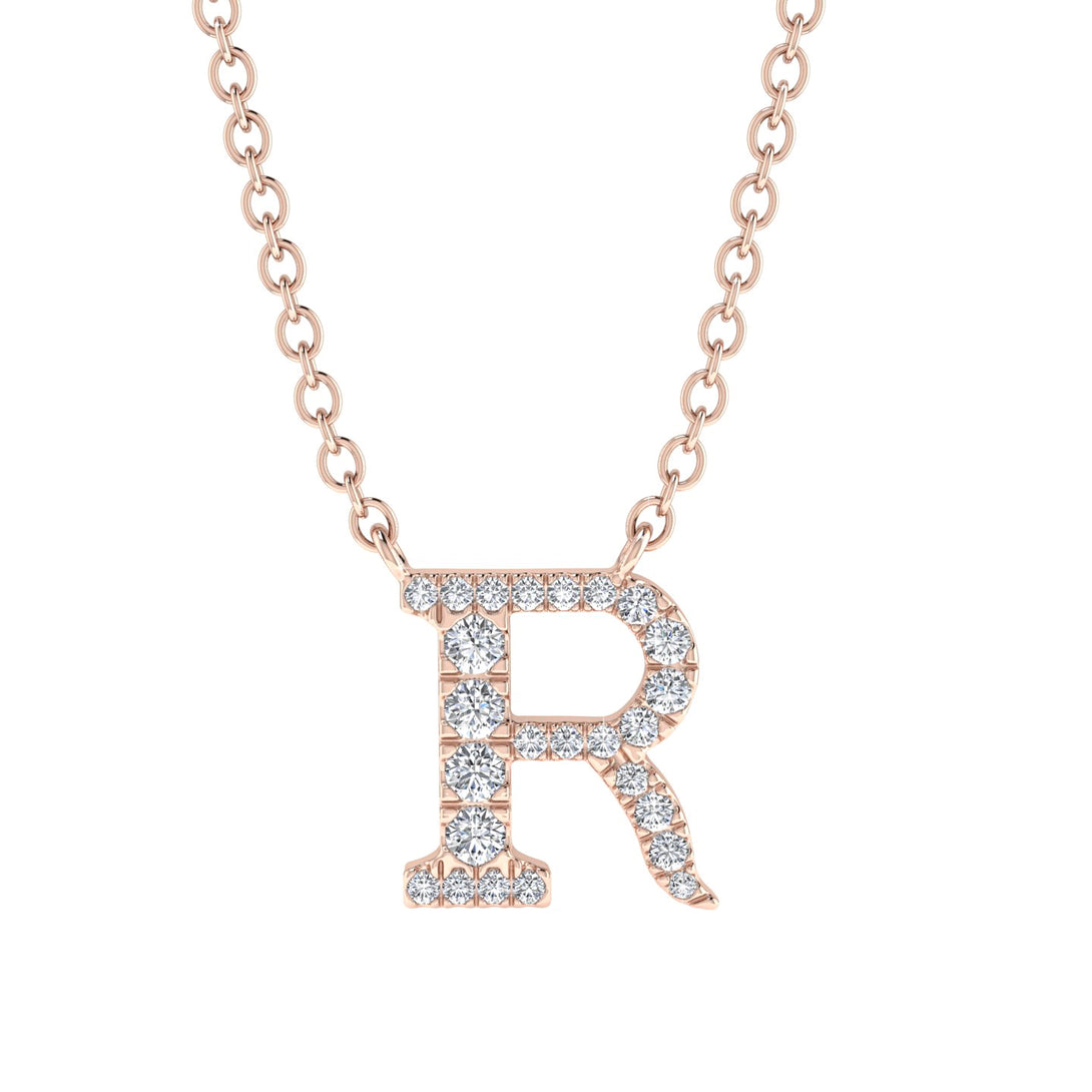 Diamond Gold Initial Necklace - R