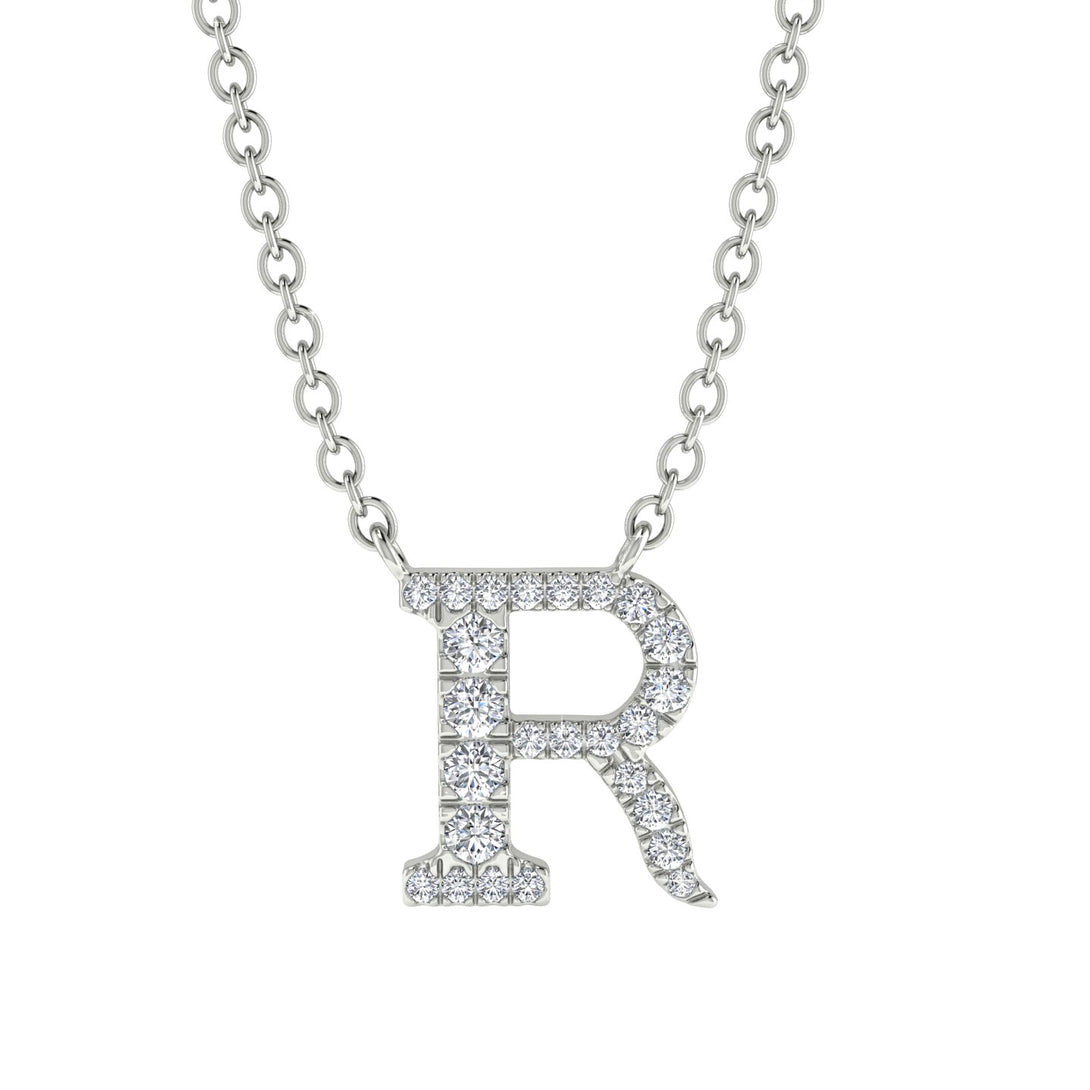 Diamond Gold Initial Necklace - R