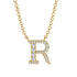Diamond Gold Initial Necklace - R