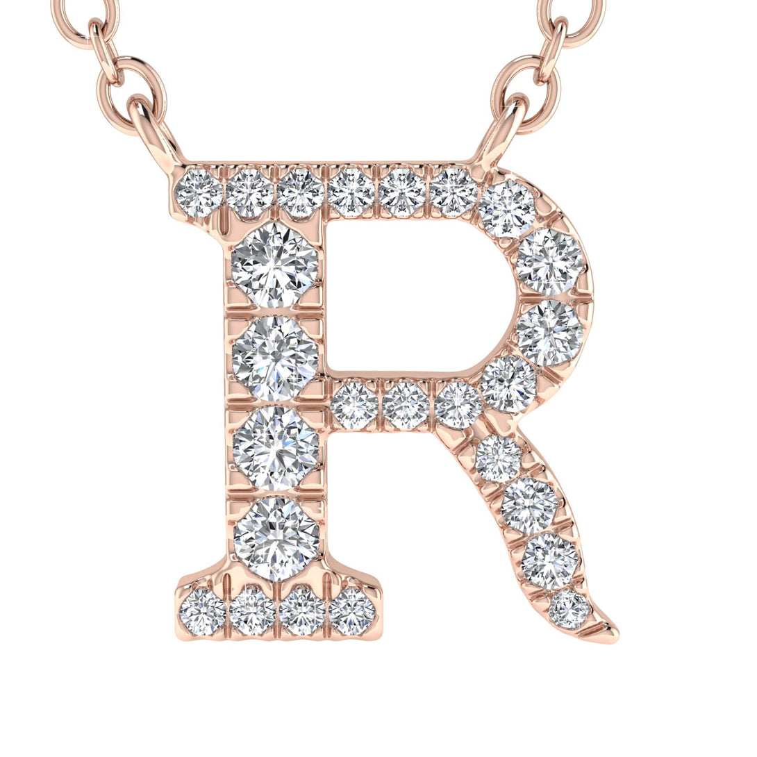 Diamond Gold Initial Necklace - R