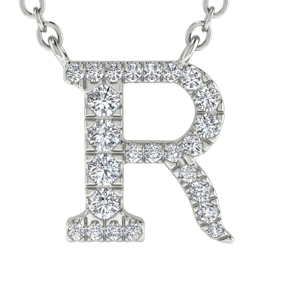 Diamond Gold Initial Necklace - R
