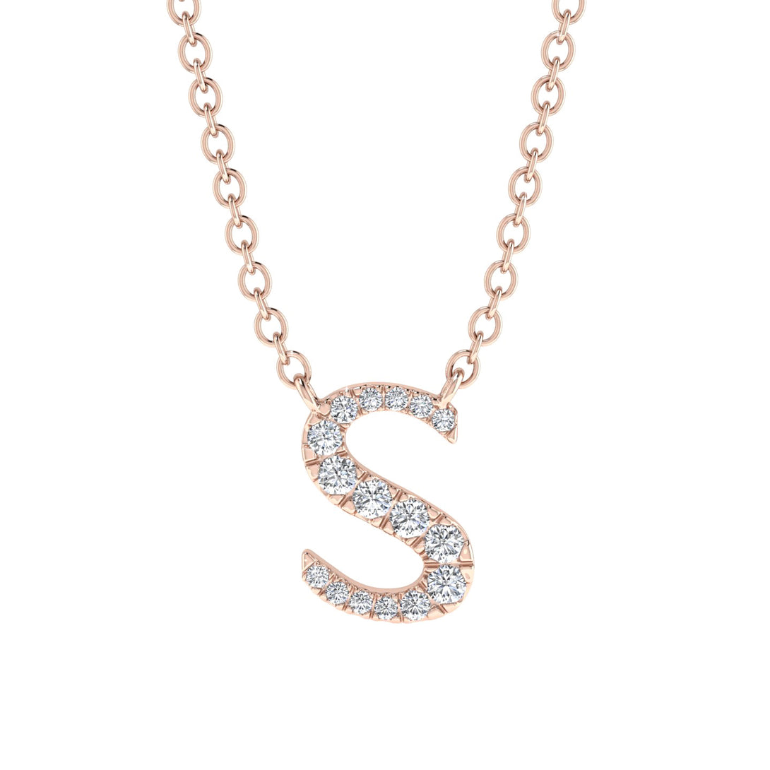 Diamond Gold Initial Necklace - S