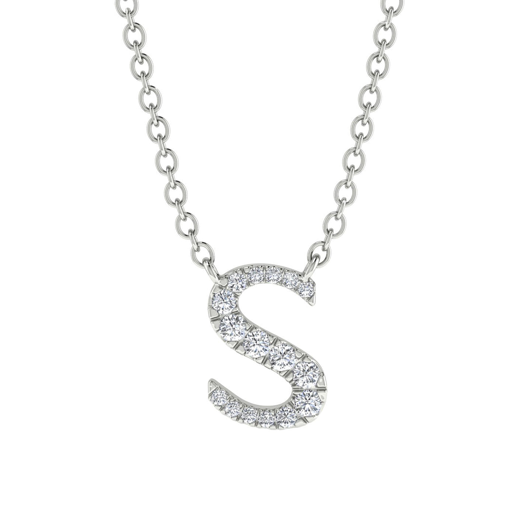 Diamond Gold Initial Necklace - S
