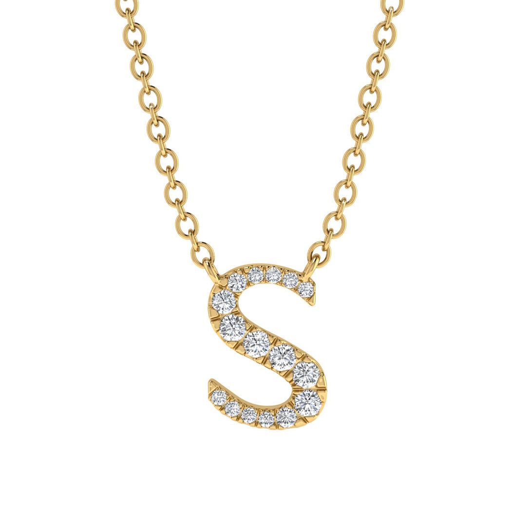 Diamond Gold Initial Necklace - S
