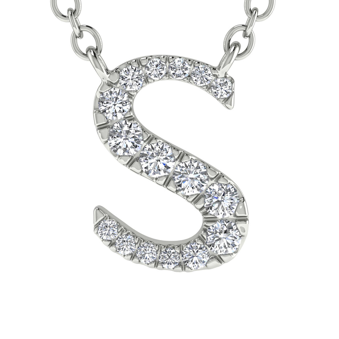 Diamond Gold Initial Necklace - S