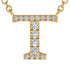 Diamond Gold Initial Necklace - T