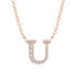 Diamond Gold Initial Necklace - U