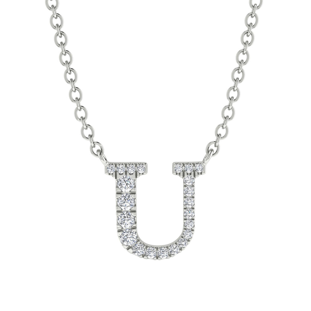 Diamond Gold Initial Necklace - U