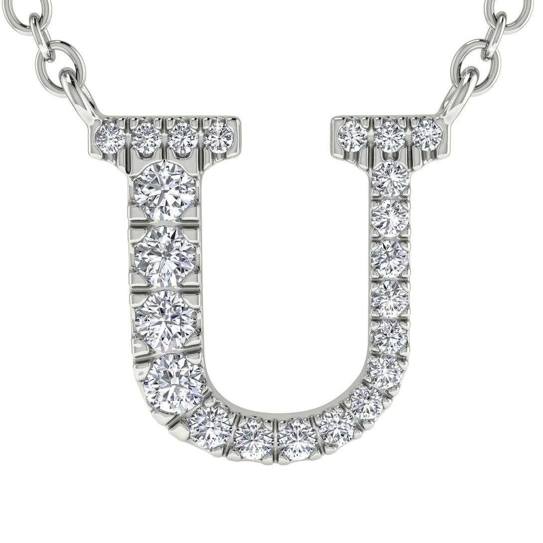 Diamond Gold Initial Necklace - U