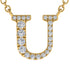 Diamond Gold Initial Necklace - U