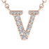 Diamond Gold Initial Necklace - V
