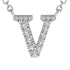 Diamond Gold Initial Necklace - V