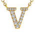 Diamond Gold Initial Necklace - V
