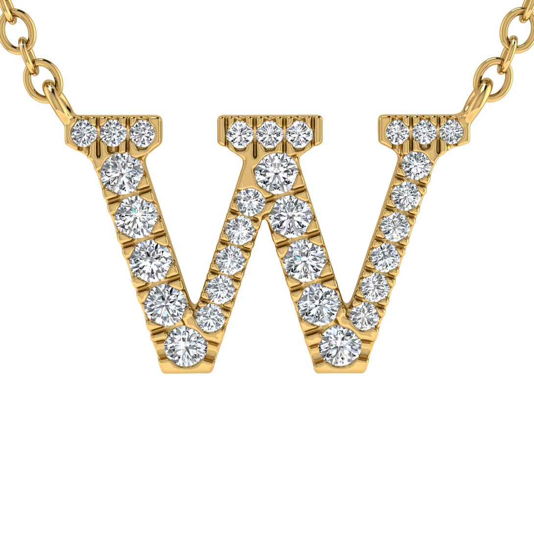 Diamond Gold Initial Necklace - W