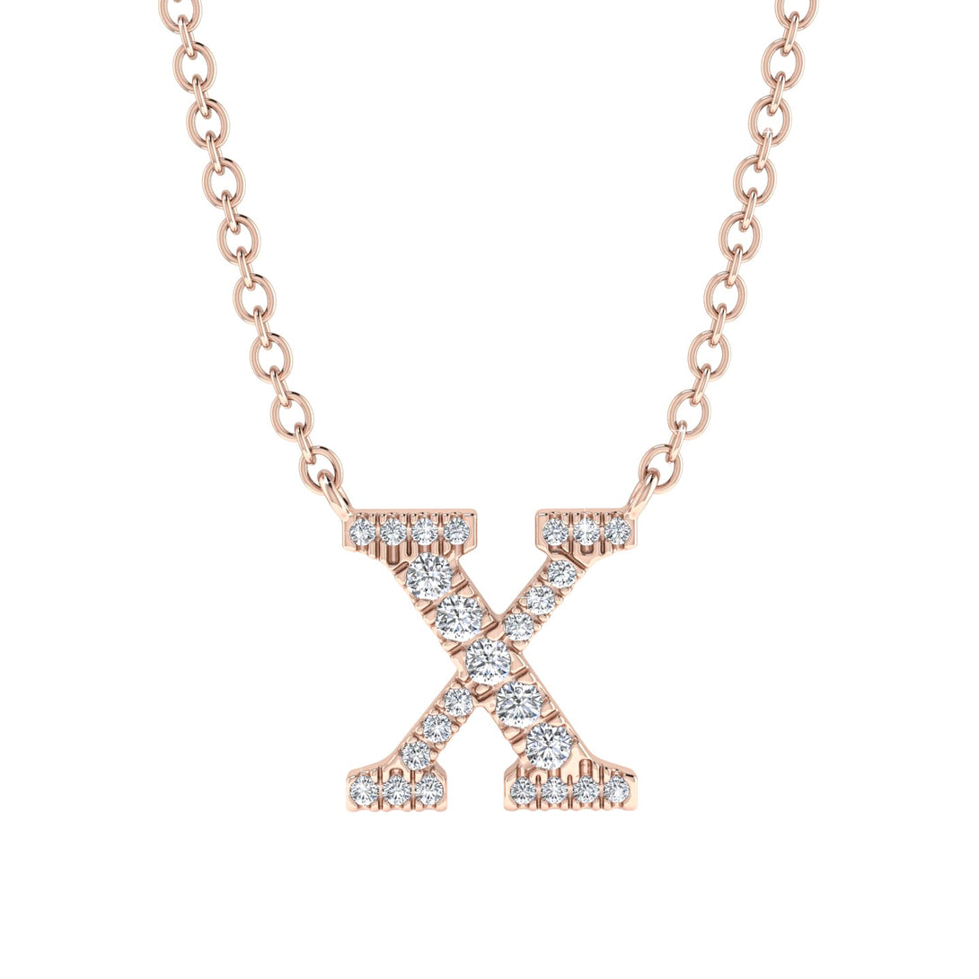 Diamond Gold Initial Necklace - X