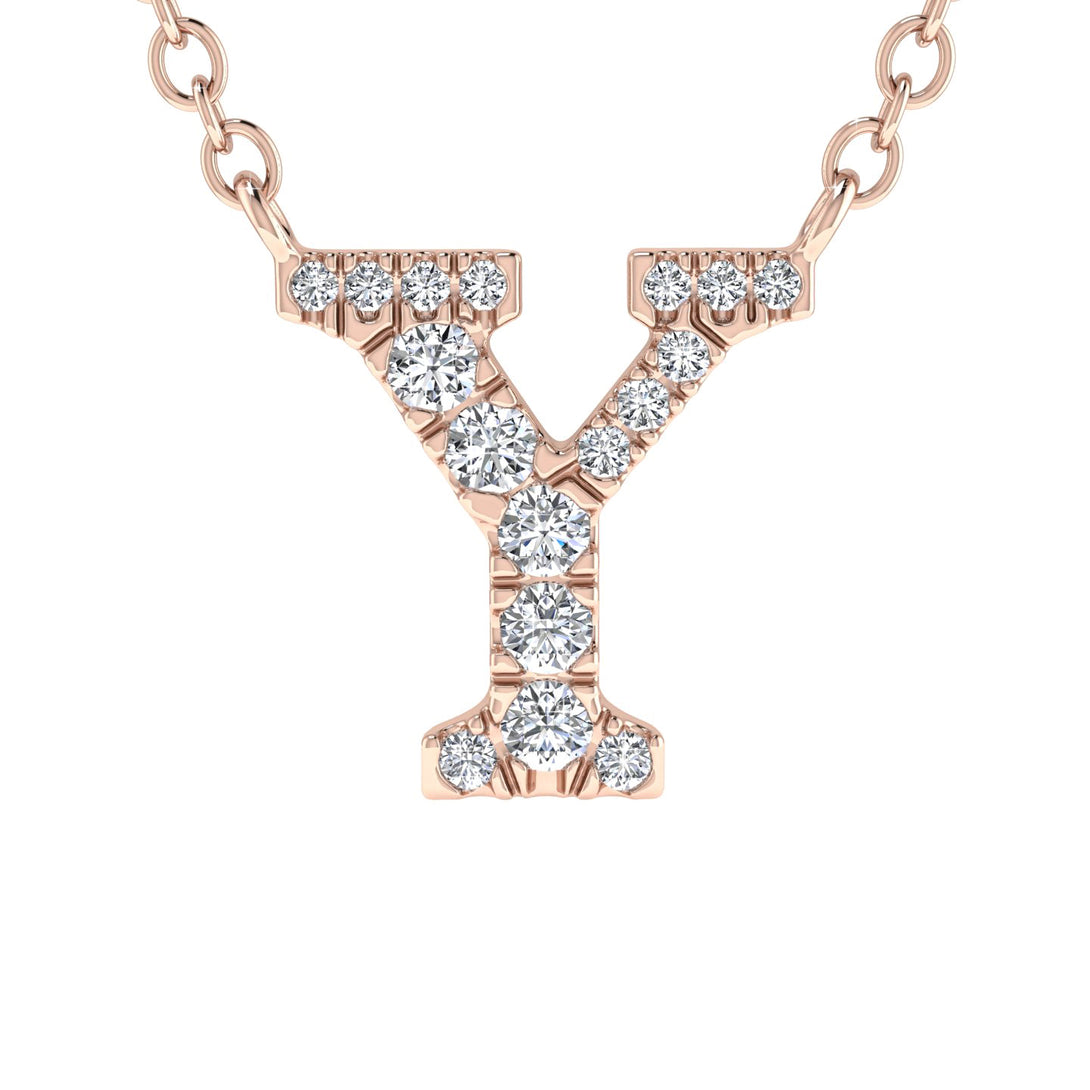 Diamond Gold Initial Necklace - Y