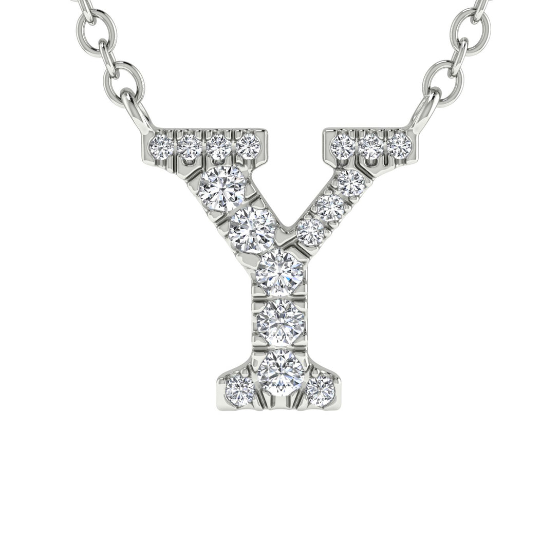 Diamond Gold Initial Necklace - Y
