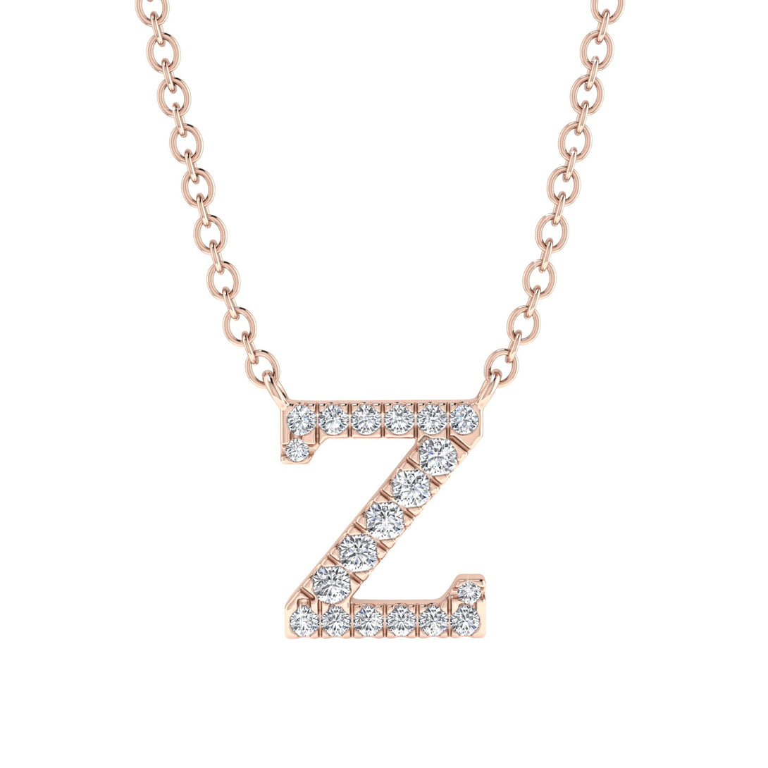 Diamond Gold Initial Necklace - Z