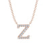 Diamond Gold Initial Necklace - Z