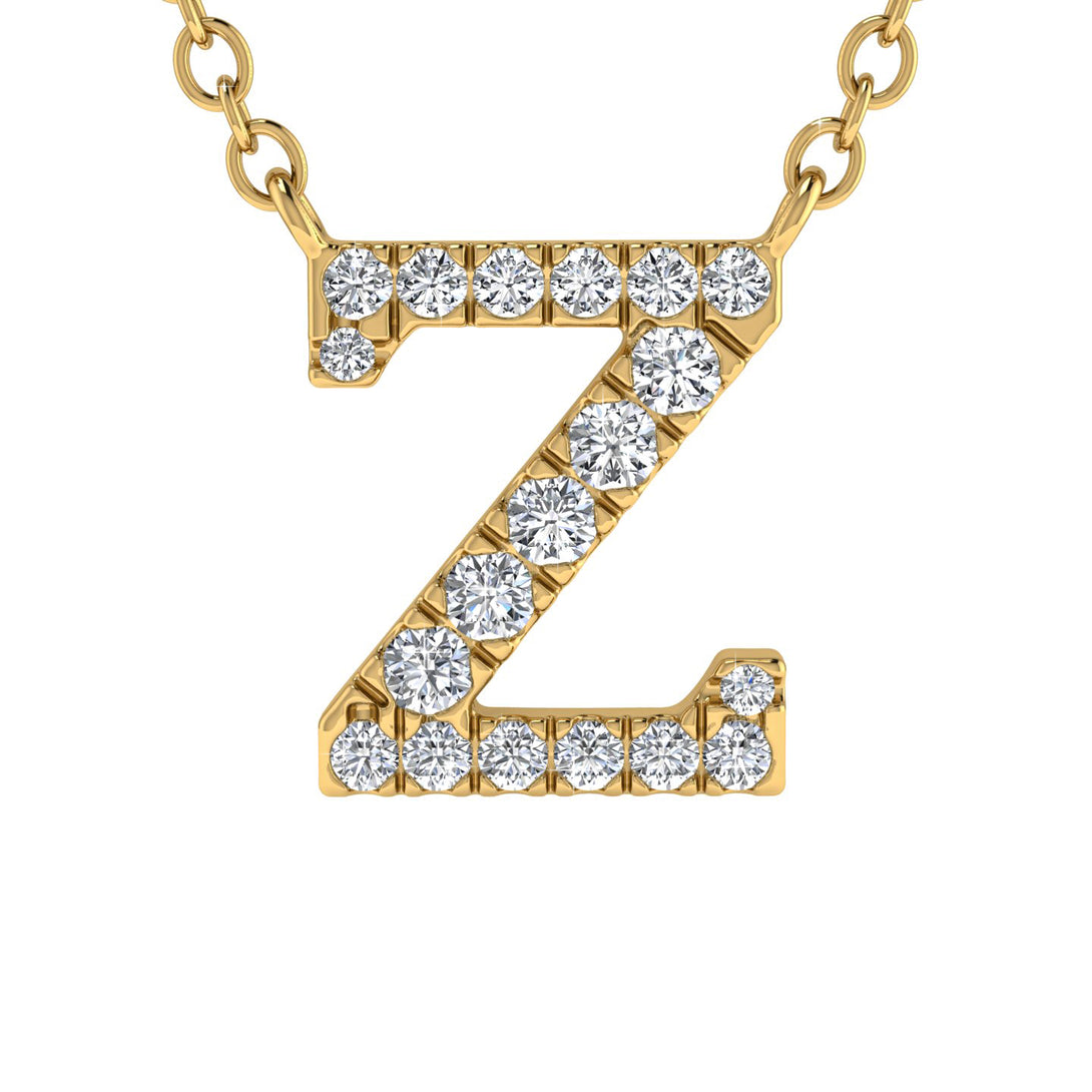 Diamond Gold Initial Necklace - Z
