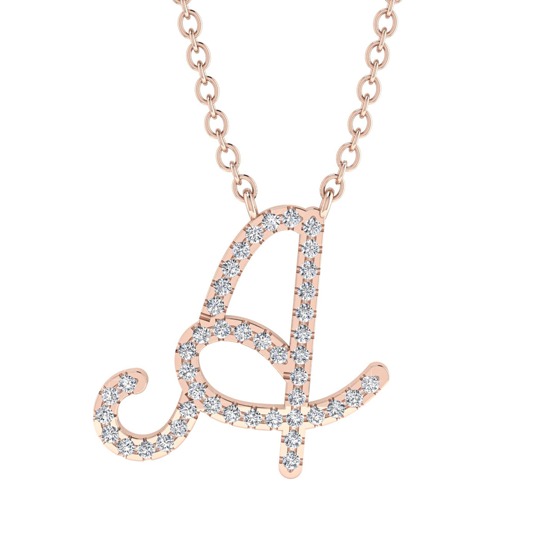 Diamond Gold Letter Necklace - A