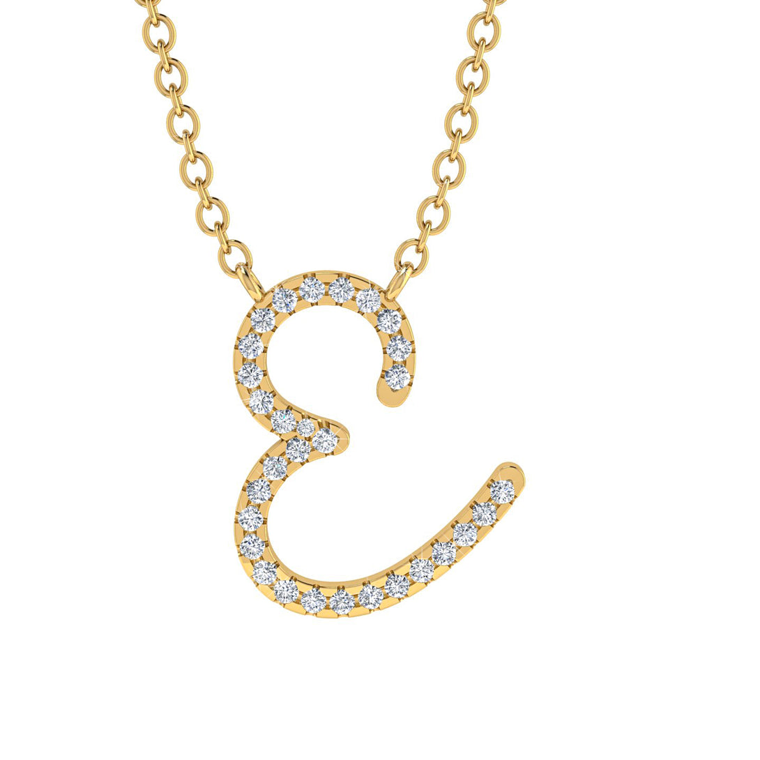 Diamond Gold Letter Necklace - E